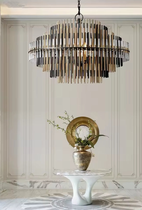 Modern Nordic Crystal Chandelier Round Ceiling Light LED Hanging Lamp Pendant