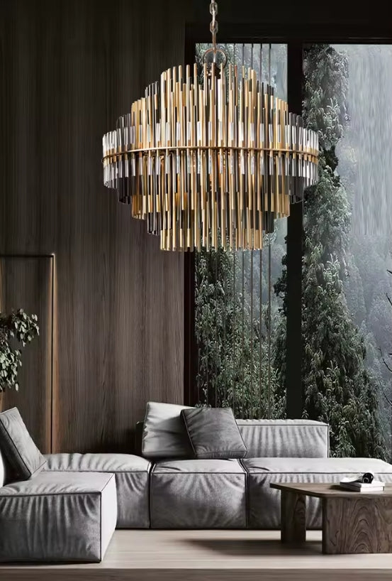 Modern Nordic Crystal Chandelier Round Ceiling Light LED Hanging Lamp Pendant