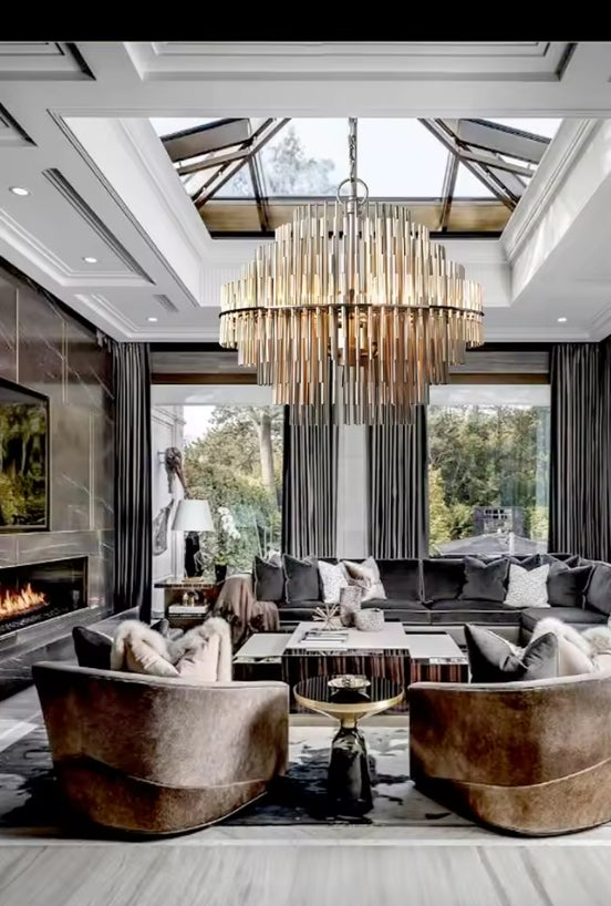 Modern Nordic Crystal Chandelier Round Ceiling Light LED Hanging Lamp Pendant
