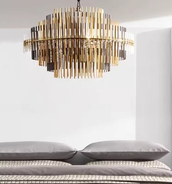 Modern Nordic Crystal Chandelier Round Ceiling Light LED Hanging Lamp Pendant