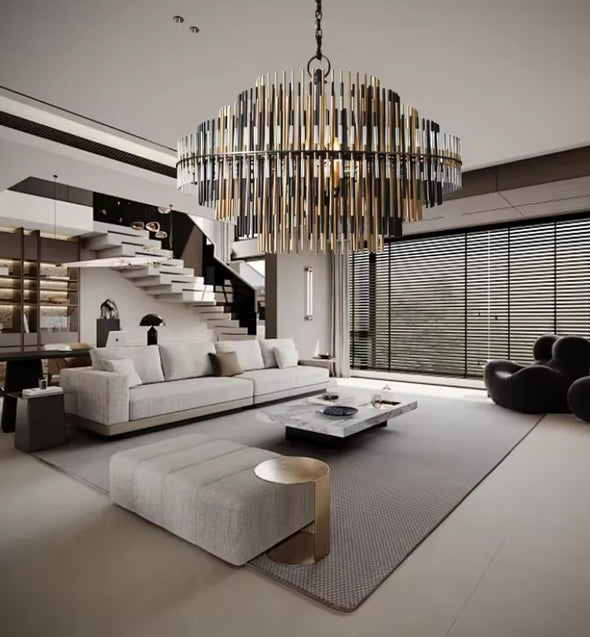 Modern Nordic Crystal Chandelier Round Ceiling Light LED Hanging Lamp Pendant
