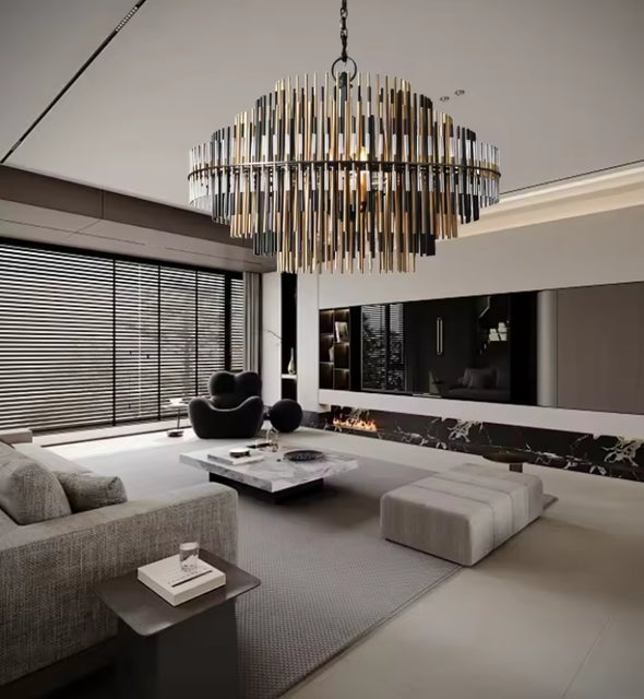 Modern Nordic Crystal Chandelier Round Ceiling Light LED Hanging Lamp Pendant