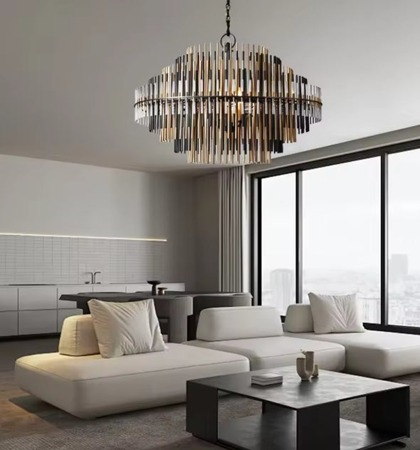Modern Nordic Crystal Chandelier Round Ceiling Light LED Hanging Lamp Pendant