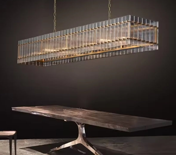 Modern Glass Square Chandelier Hanging Pendant Lights for Living Room