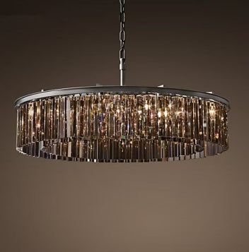 Modern Crystal Round Chandelier LED Hanging Pendant Lights for Staircase Home