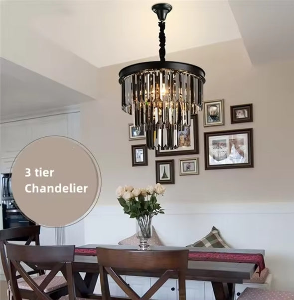 Modern Crystal Round Chandelier LED Hanging Pendant Lights for Staircase Home