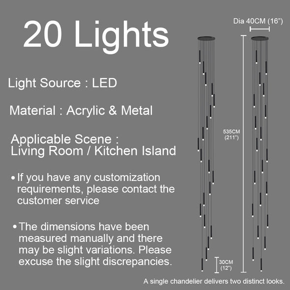 Modern Waterfall Chandelier for Living Room Staircase High Ceiling