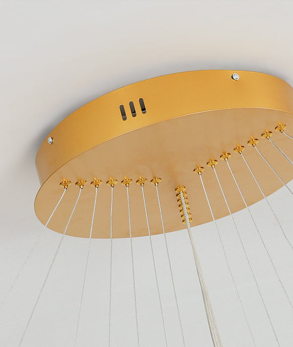 Geometrical Ring Chandelier for Living Room High Ceiling