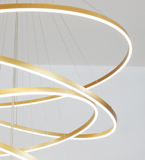 Geometrical Ring Chandelier for Living Room High Ceiling