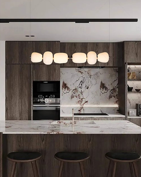 Cream Glass Chandelier for Living Dining Room Kitchen Island