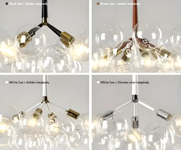 Glass Chandelier Modern Hanging Pendant Lights with Bulbs for Staircase Bedroom