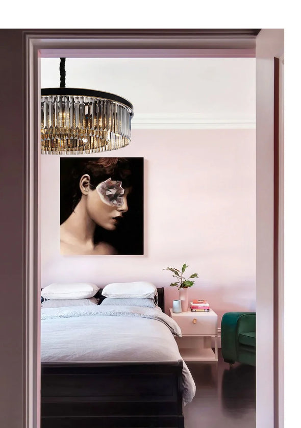Modern Crystal Round Chandelier LED Hanging Pendant Lights for Staircase Home
