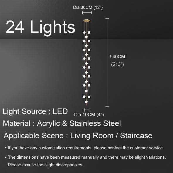 Minimalist Small Ball Chandelier Stainless Steel Light Fixture for Living Room Staircase