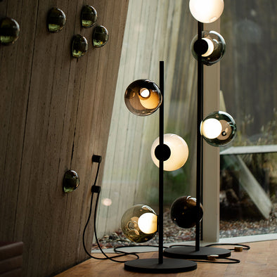 Minimalist Bubble Ball Floor Lamp Stainless Steel Light Fixture for Living Dining Room