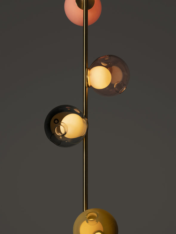 Minimalist Bubble Ball Floor Lamp Stainless Steel Light Fixture for Living Dining Room