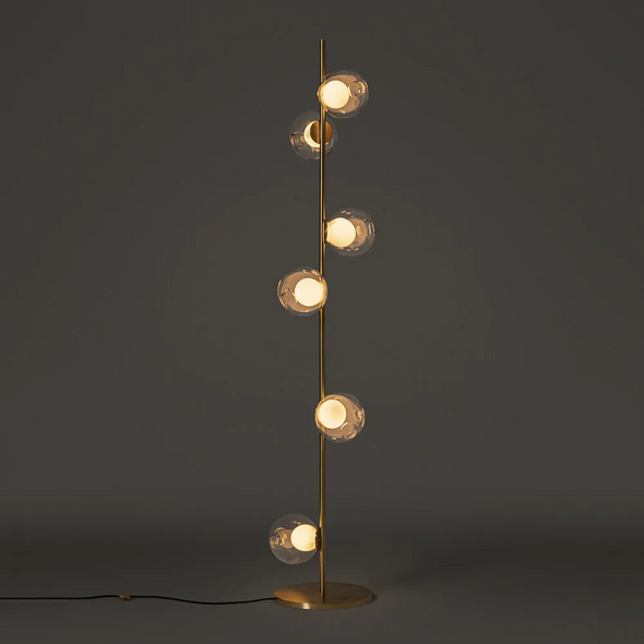 Minimalist Bubble Ball Floor Lamp Stainless Steel Light Fixture for Living Dining Room