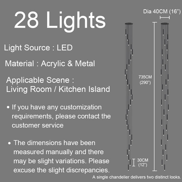 Modern Waterfall Chandelier for Living Room Staircase High Ceiling