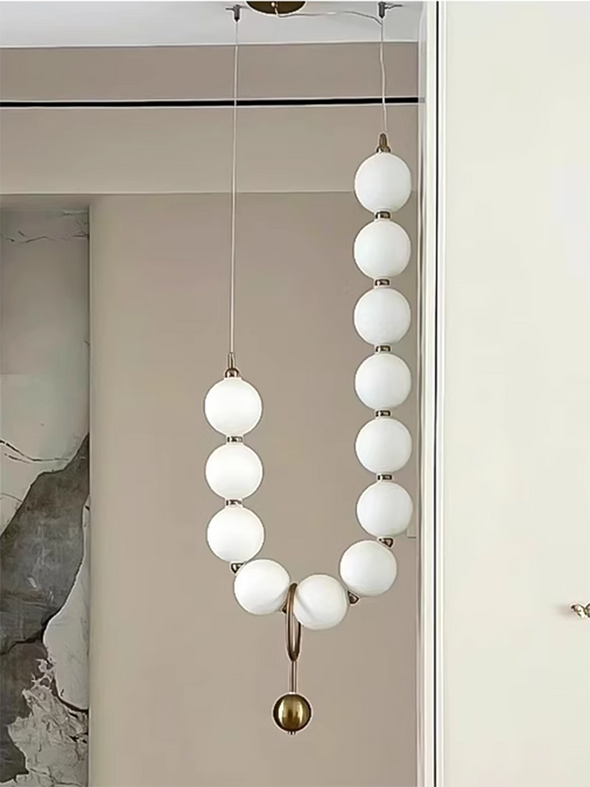 Modern Nordic Pearl Ball Chandelier LED Hanging Lamp for Living Room Staircase