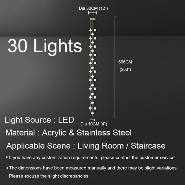 Minimalist Small Ball Chandelier Stainless Steel Light Fixture for Living Room Staircase