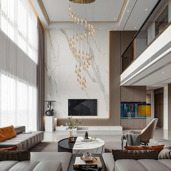 Modern Water Drop Chandelier Crystal Light Fixture for Living Room