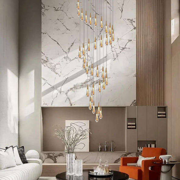 Modern Water Drop Chandelier Crystal Light Fixture for Living Room