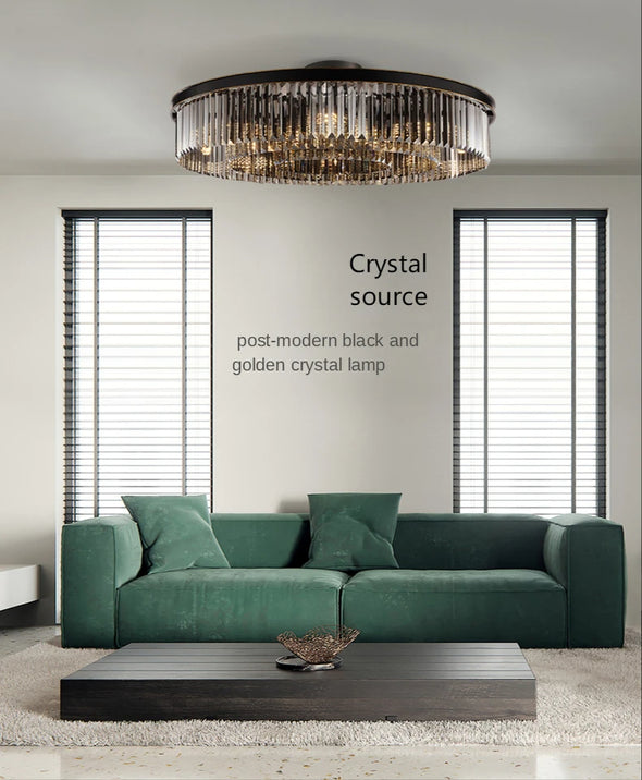 Modern Crystal Round Chandelier LED Hanging Pendant Lights for Staircase Home