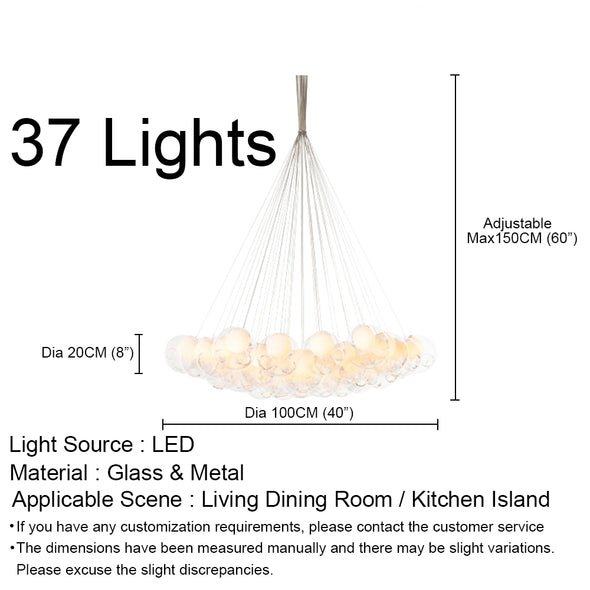 Minimalist Bubble Ball Chandelier Glass Light Fixture for Living Dining Room