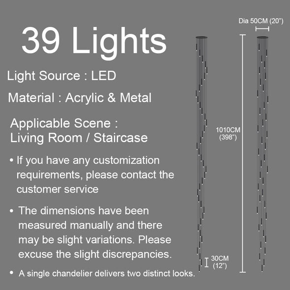 Modern Waterfall Chandelier for Living Room Staircase High Ceiling