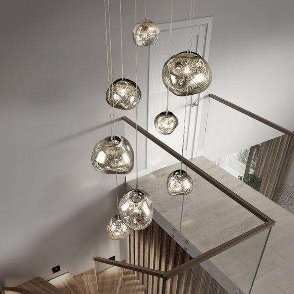 Postmodern Crystal Lava Chandelier Long Pendant Light for Living Room Staircase
