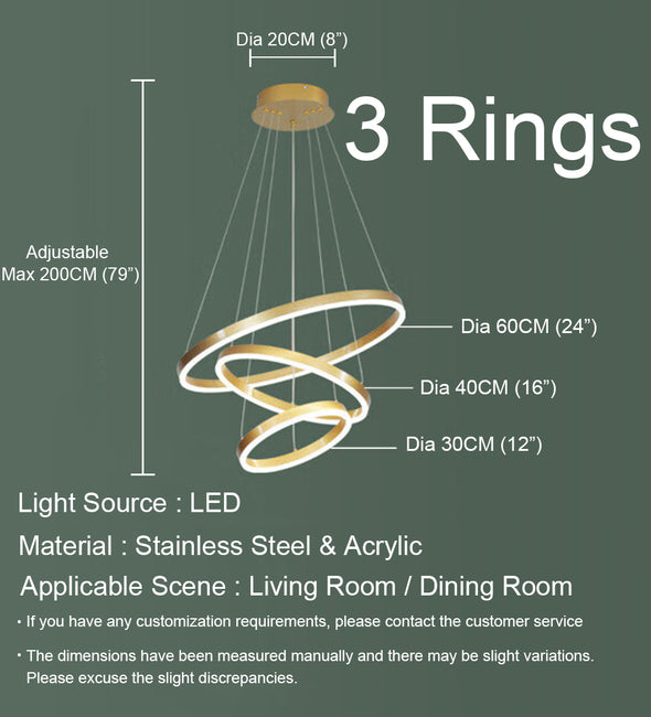 Geometrical Ring Chandelier for Living Room High Ceiling