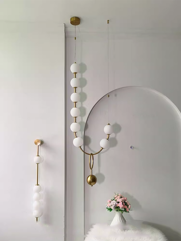 Modern Nordic Pearl Ball Chandelier LED Hanging Lamp for Living Room Staircase