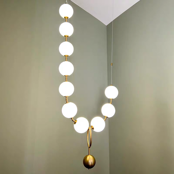 Modern Nordic Pearl Ball Chandelier LED Hanging Lamp for Living Room Staircase