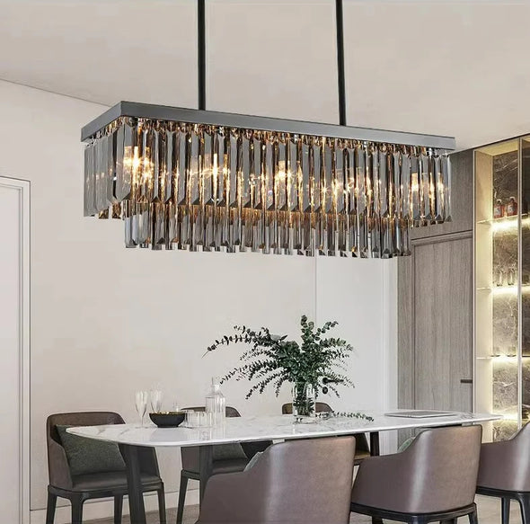 Crystal Square Chandelier Modern Hanging Pendant Lights for Staircase