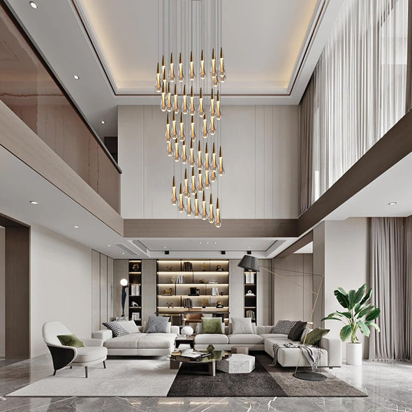 Modern Water Drop Chandelier Crystal Light Fixture for Living Room