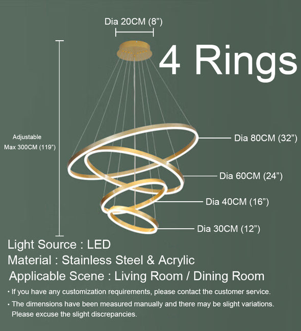 Geometrical Ring Chandelier for Living Room High Ceiling