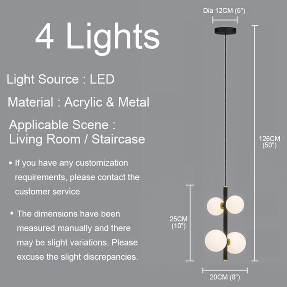 Minimalist White Ball Chandelier High Ceiling Hanging Lamp for Living Room Staircase