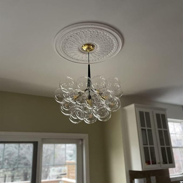 Glass Chandelier Modern Hanging Pendant Lights with Bulbs for Staircase Bedroom