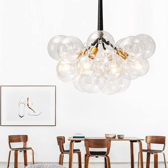 Glass Chandelier Modern Hanging Pendant Lights with Bulbs for Staircase Bedroom