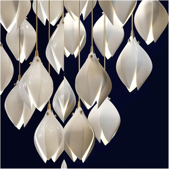 Modern Nordic Metal Ceramic Chandelier Hanging Lamp with Bulbs for Bedroom Loft