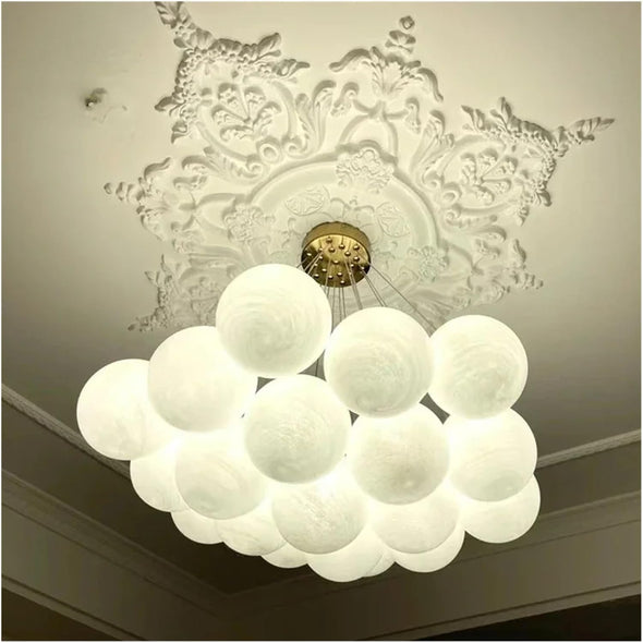 Glass Chandelier Modern Pearl Ball LED Hanging Pendant Lights for Home