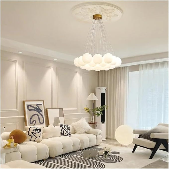 Glass Chandelier Modern Pearl Ball LED Hanging Pendant Lights for Home