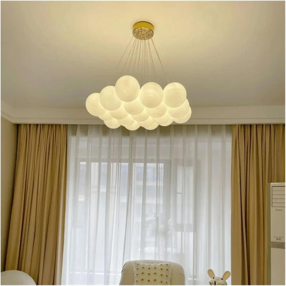 Glass Chandelier Modern Pearl Ball LED Hanging Pendant Lights for Home
