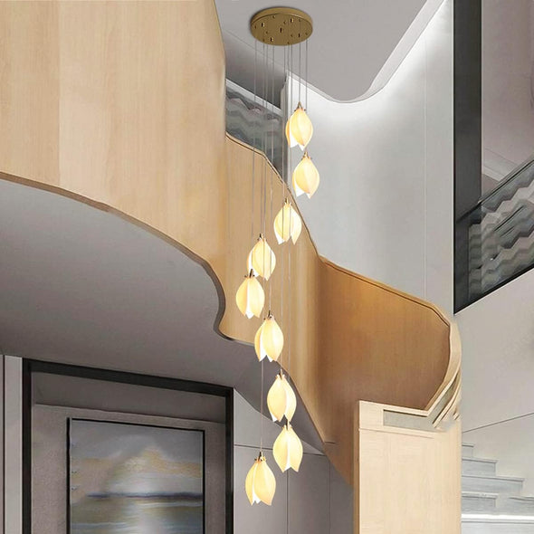 Modern Nordic Metal Ceramic Chandelier Hanging Lamp with Bulbs for Bedroom Loft
