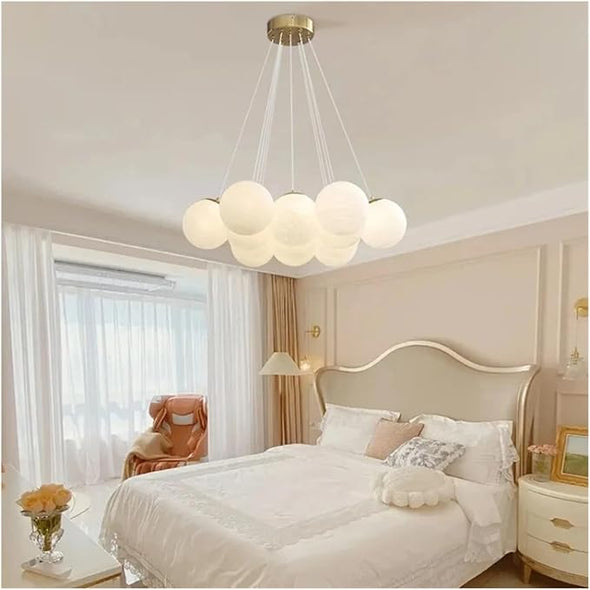 Glass Chandelier Modern Pearl Ball LED Hanging Pendant Lights for Home