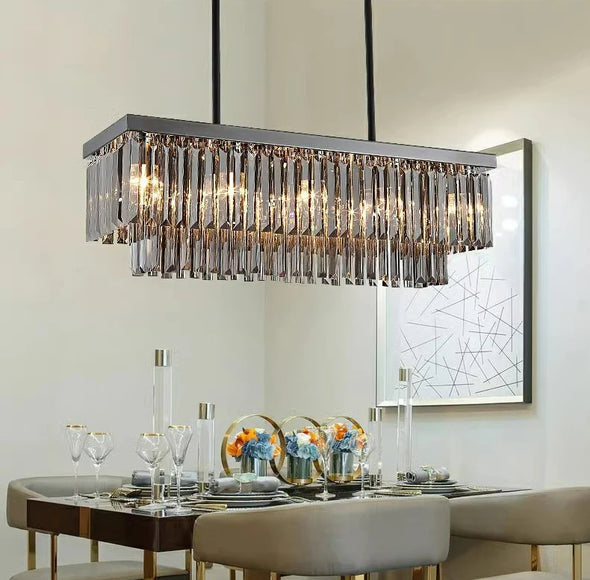 Crystal Square Chandelier Modern Hanging Pendant Lights for Staircase