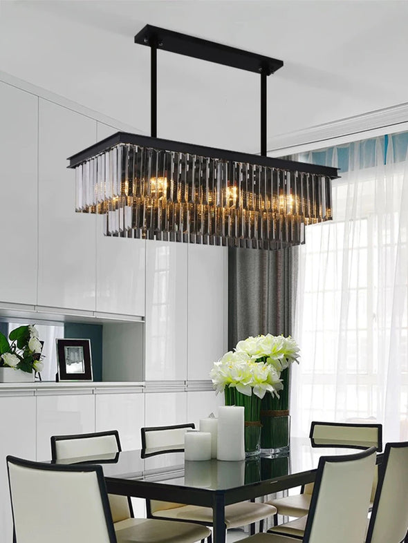 Crystal Square Chandelier Modern Hanging Pendant Lights for Staircase