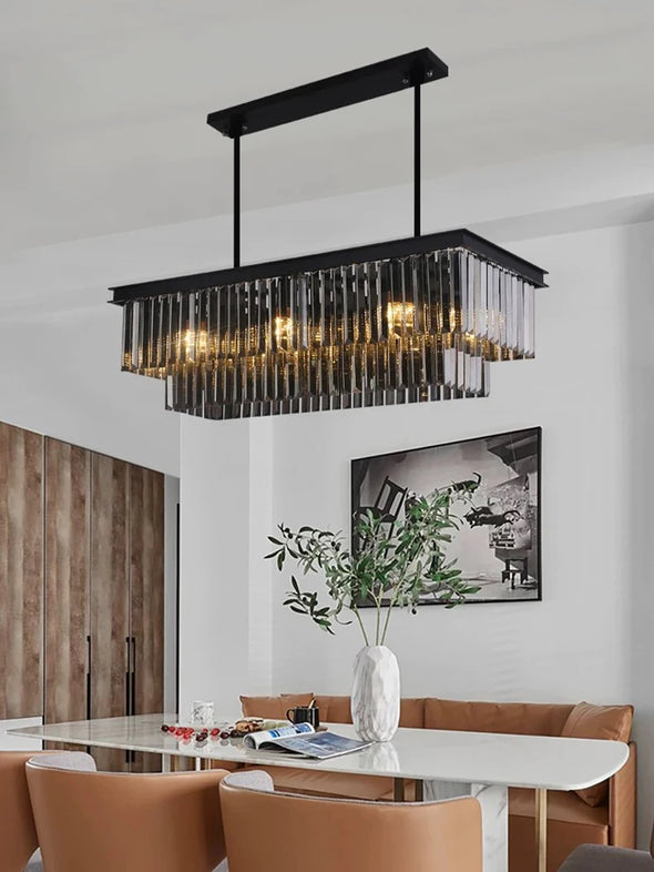 Crystal Square Chandelier Modern Hanging Pendant Lights for Staircase