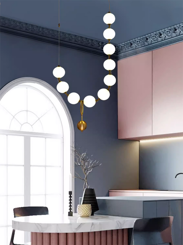 Modern Nordic Pearl Ball Chandelier LED Hanging Lamp for Living Room Staircase
