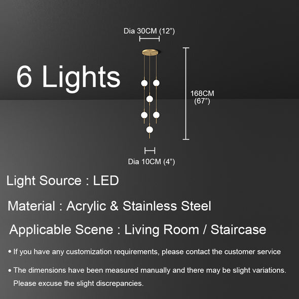 Minimalist Small Ball Chandelier Stainless Steel Light Fixture for Living Room Staircase