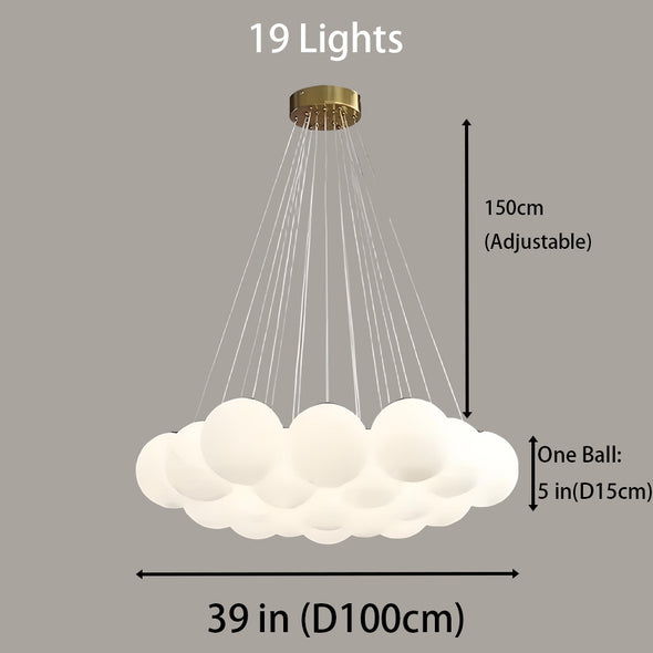 Glass Chandelier Modern Pearl Ball LED Hanging Pendant Lights for Home